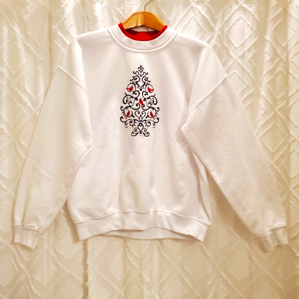 PFI fashions, Inc, women's L, crewneck sweater, cardinals